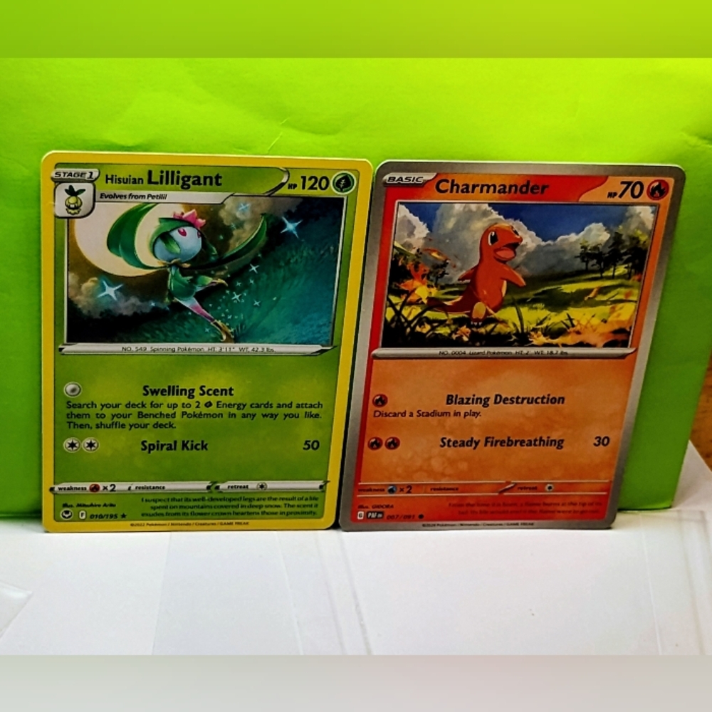 Hisuian Lilligant and Charmander Trading Cards Regular Finish Mint Condition NEW